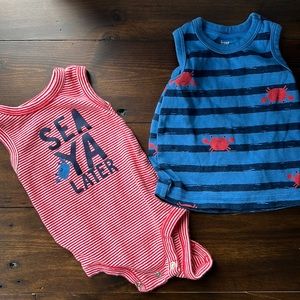 Summer crab too and onesie size 0-3 month